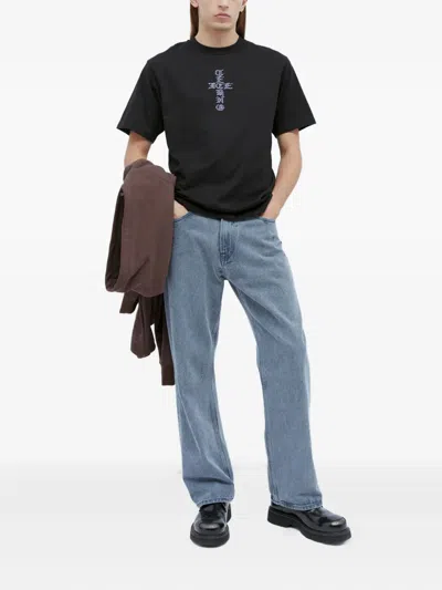 Ice & Techno Cross Logo Print T-shirt In Black