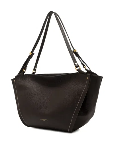 Gianni Chiarini Leather Texture Shoulder Bag With Gold Hardware In Brown