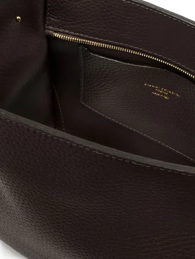 Gianni Chiarini Leather Texture Shoulder Bag With Gold Hardware In Brown