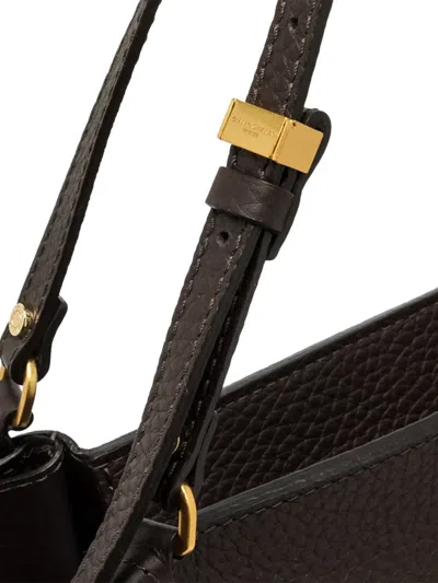 Gianni Chiarini Leather Texture Shoulder Bag With Gold Hardware In Brown