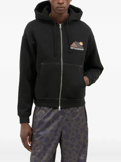 Metalwood Studio Graphic-print Zip-up Hooded Sweatshirt In Black