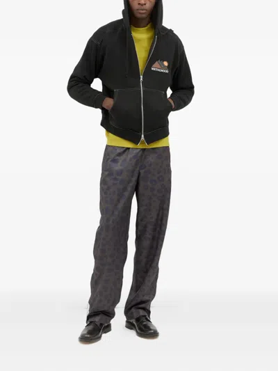 Metalwood Studio Graphic-print Zip-up Hooded Sweatshirt In Black