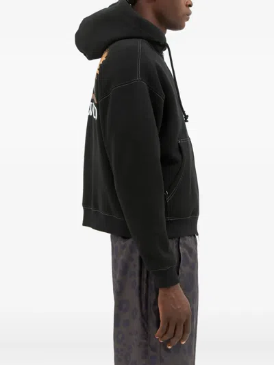 Metalwood Studio Graphic-print Zip-up Hooded Sweatshirt In Black