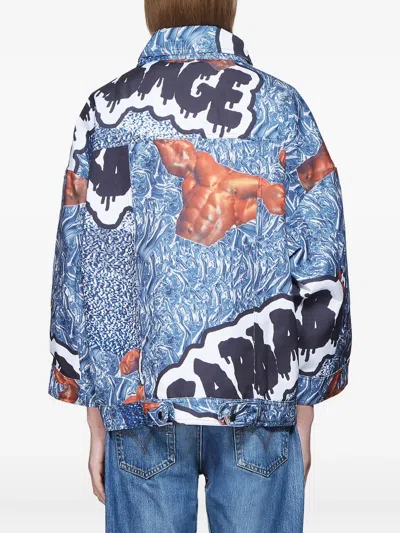 Garbage Tv Graffiti-print Canvas Jacket In Multi
