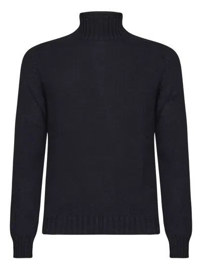Fedeli Turtleneck Sweater In Virgin Wool And Cashmere Blend In Black