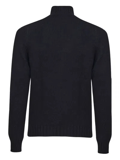 Fedeli Turtleneck Sweater In Virgin Wool And Cashmere Blend In Black