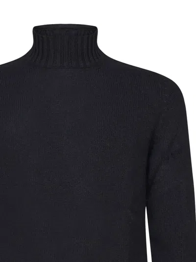 Fedeli Turtleneck Sweater In Virgin Wool And Cashmere Blend In Black