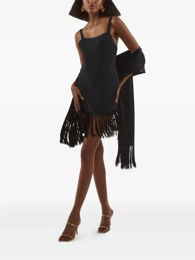 Taller Marmo Babe Fringe-trimmed Stole In Black