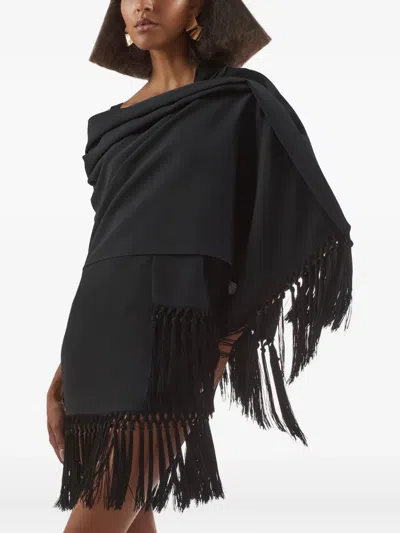 Taller Marmo Babe Fringe-trimmed Stole In Black
