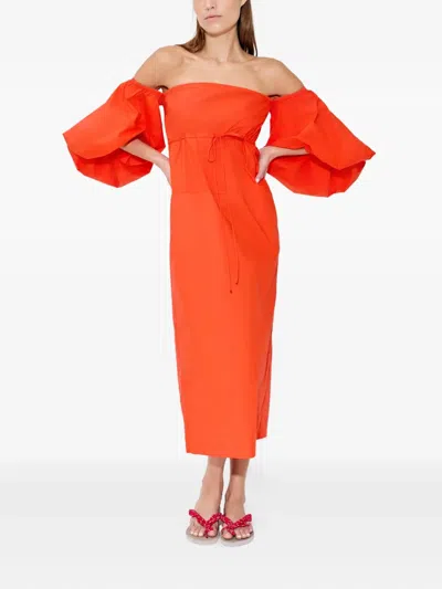Rosie Assoulin Off-the-shoulder Cotton-poplin Midi Dress In Red