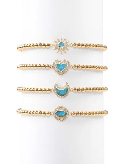 Eye Candy La Women's Luxe Collection Roxanne 18k-goldplated Copper & Opal & Cubic Zirconia Stretch Beaded Bracele