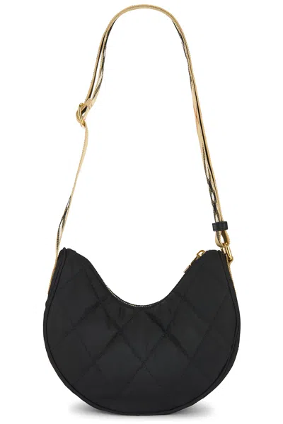Burberry Curved Quilted Black Handbag With Gold-tone Hardware In Gray