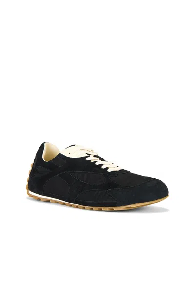 Bottega Veneta Orbit Leather-trimmed Suede And Shell Sneakers In Black