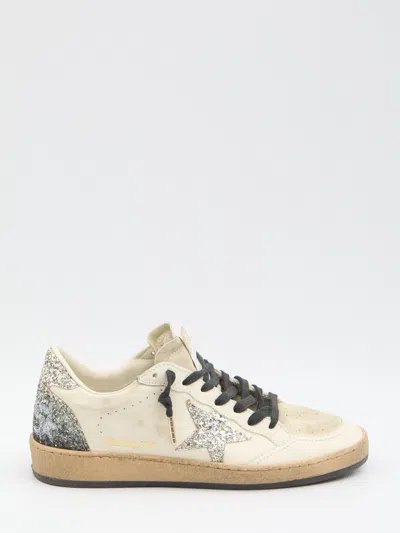 Golden Goose Ball Star Sneakers In Vintage Effect Leather And Suede With Glittered Star And Heel Tab