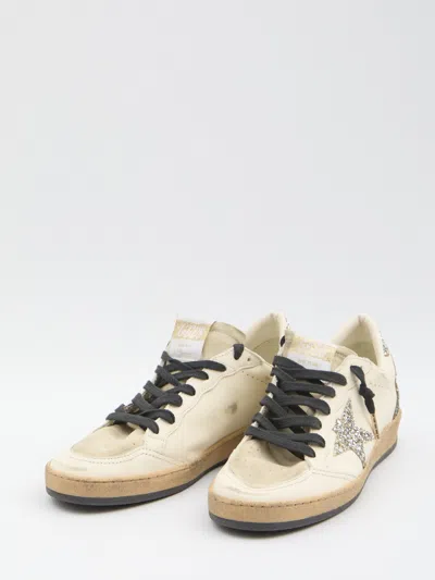Golden Goose Ball Star Sneakers In Vintage Effect Leather And Suede With Glittered Star And Heel Tab