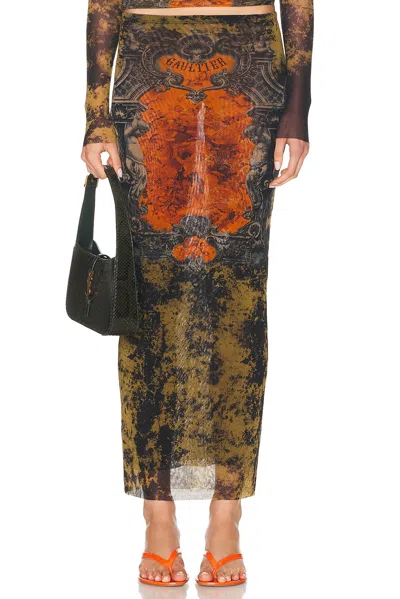 Jean Paul Gaultier Medallion-print Mesh Maxi Skirt