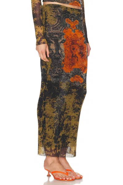 Jean Paul Gaultier Medallion-print Mesh Maxi Skirt