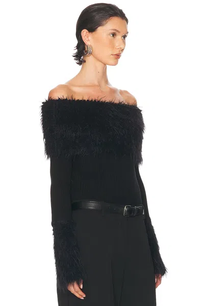 Jean Paul Gaultier Knitwear With Off-the-shoulder Design And Faux Fur Trim