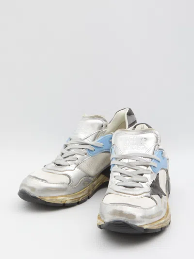 Golden Goose Dad-star Sneakers In Mesh And Laminated Leather Color Grey And Blackrunning