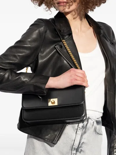 Golden Goose Gioia Bag In Black Palmellato Leather With Gold Details
