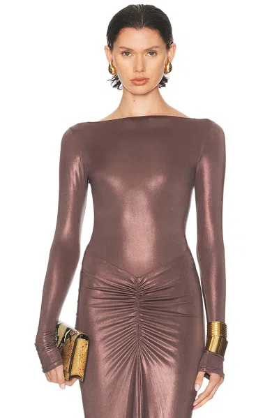 Lapointe Coated Jersey Boatneck Bodysuit In Purple