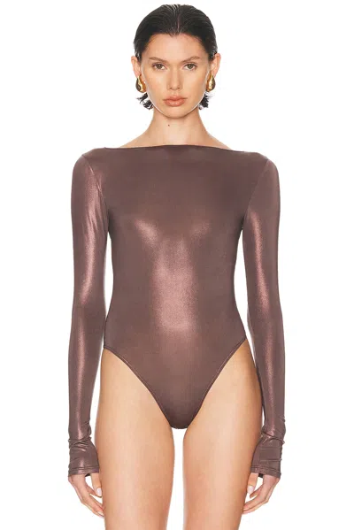Lapointe Coated Jersey Boatneck Bodysuit In Purple