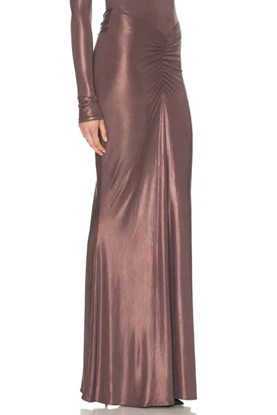 Lapointe Coated Jersey Ruched Maxi Skirt In Brown