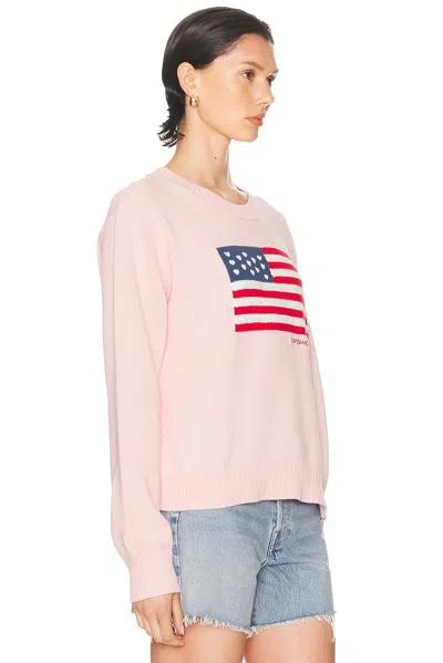 Loveshackfancy Ty Intarsia Flag Cotton Crewneck Sweater In Pink