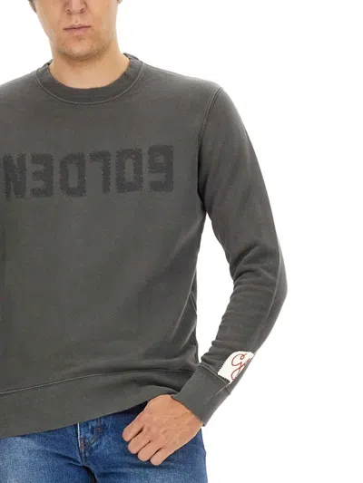Golden Goose Golden M S Regular Sweatshirt Distressed Cotton Jersey With Logo Clothing In Gray