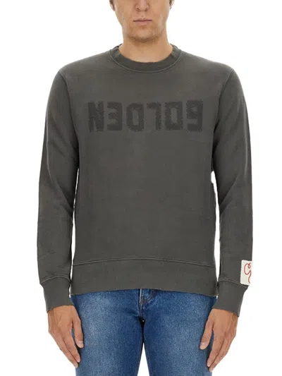 Golden Goose Golden M S Regular Sweatshirt Distressed Cotton Jersey With Logo Clothing In Gray