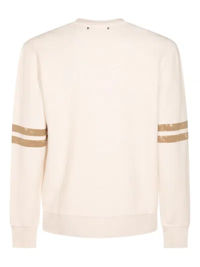Golden Goose Ivory Cotton Sweatshirt With Contrasting Logo In Gray