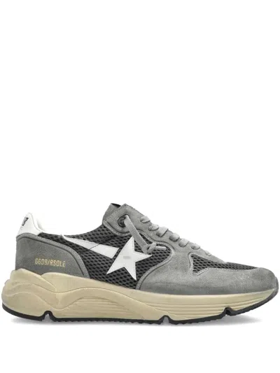 Golden Goose Running Sole In Green Suede With White Leather Star And Heel