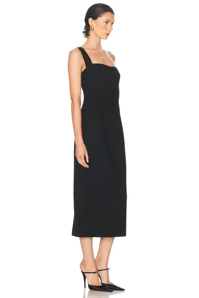 Rachel Gilbert Square-neck Draped Midi Dress In Black