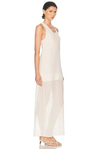 Totême Crinkled Cotton Blend Scoop Long Dress In White