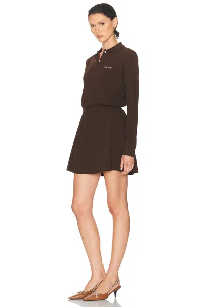 Miu Miu Logo-print Cotton Dress In Brown