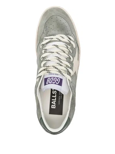 Golden Goose Ball Star Distressed Leather-trimmed Suede Sneakers In Green