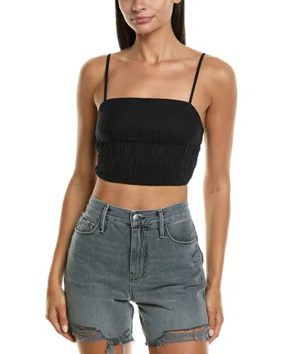 Onia Air Smocked Linen-blend Tank In Black