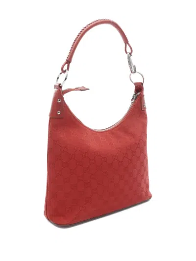 Pre-owned Gucci 2000 Gg Canvas Shoulder Bag In Red