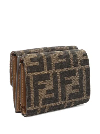 Pre-owned Fendi 2010s Zucca Tri-fold Wallet In Brown