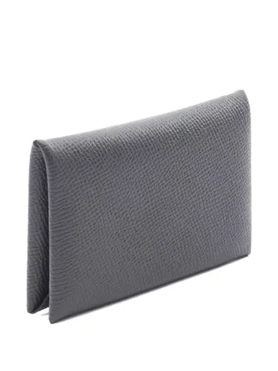 Pre-owned Hermes 2024 Calvi Leather Coin Purse In Black