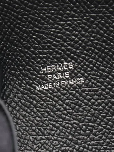 Pre-owned Hermes 2024 Calvi Leather Coin Purse In Black