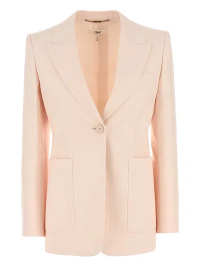 Chloé Wool Blazer With Notched Lapels And Front Flap Pockets