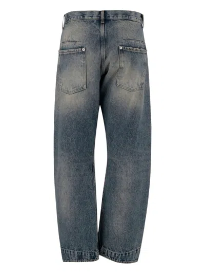 Armarium Washed Denim Jeans With Classic Five-pocket Design In Blue