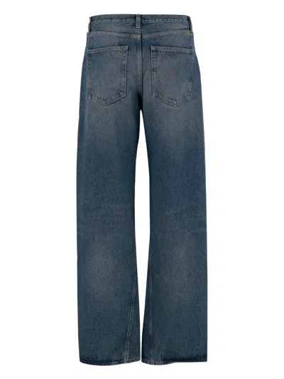 Armarium Washed Denim Jeans With Classic Five-pocket Design In Blue