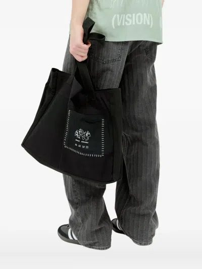 Space Available Patch Pocket Tote Bag In Black