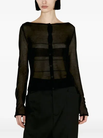 032c Button-front Long-sleeves Cardigan In Black