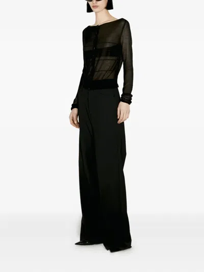 032c Button-front Long-sleeves Cardigan In Black