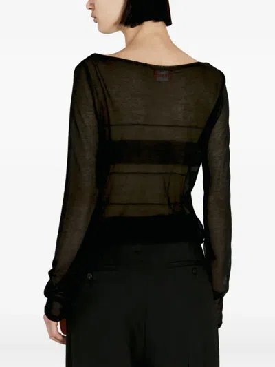 032c Button-front Long-sleeves Cardigan In Black