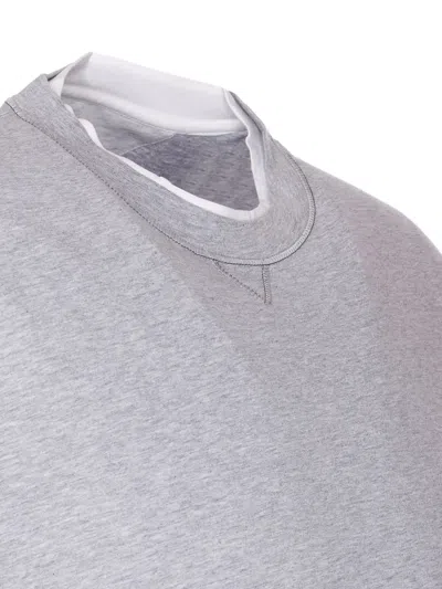 Brunello Cucinelli Layered Crewneck T-shirt Stitch Detailing In Gray
