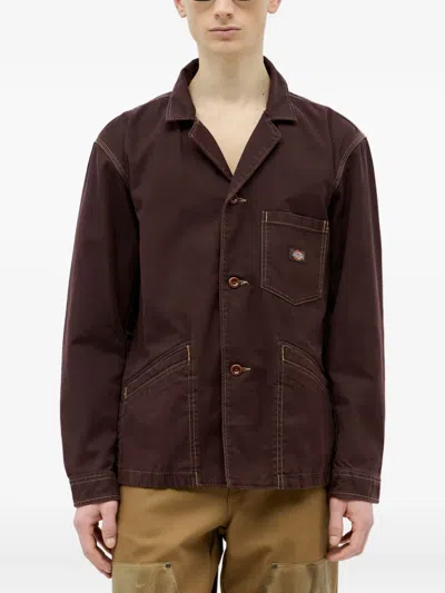 Dickies Button-fastening Logo-patch Jacket In Burgundy